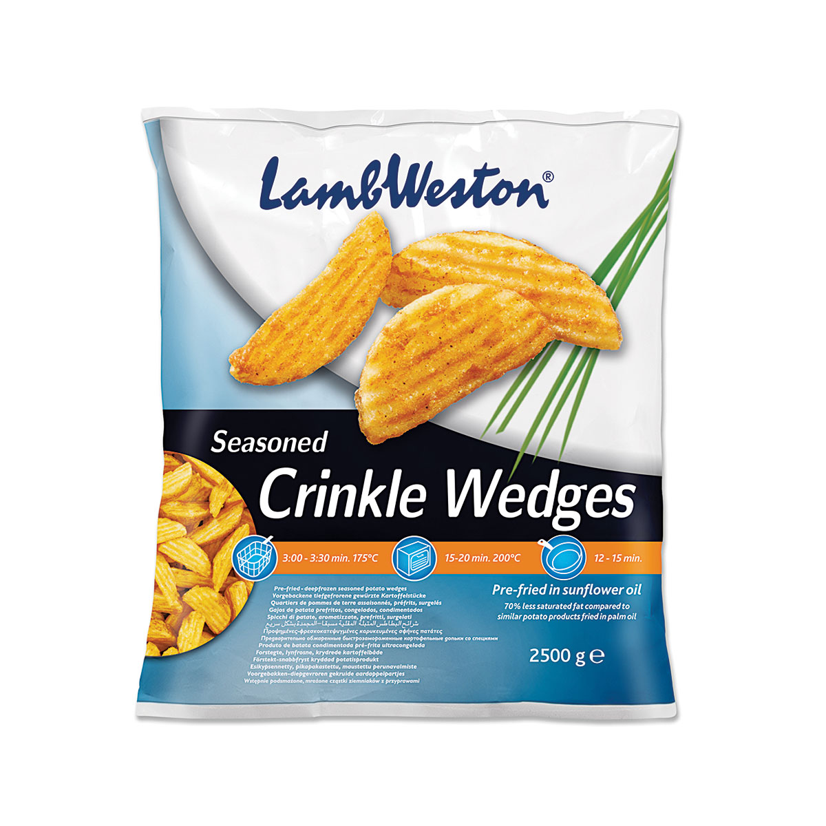 Seasoned Crinkle Wedges Skin On 2.5Kg