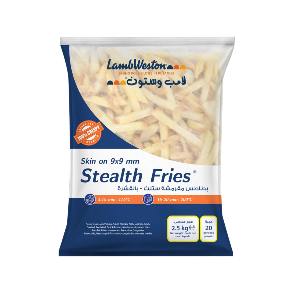 Stealth Fries Straight Cut, Skin-On 9x9mm 2.5kg